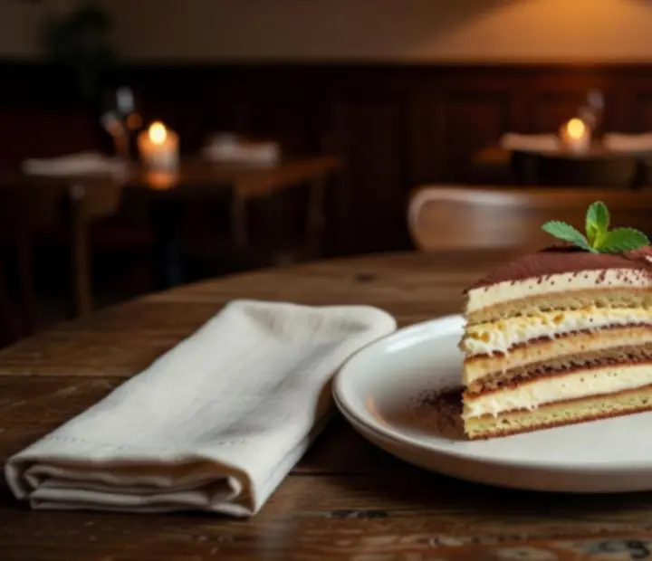 Detail dezertu servírovaného v restauraci Starý Salónek