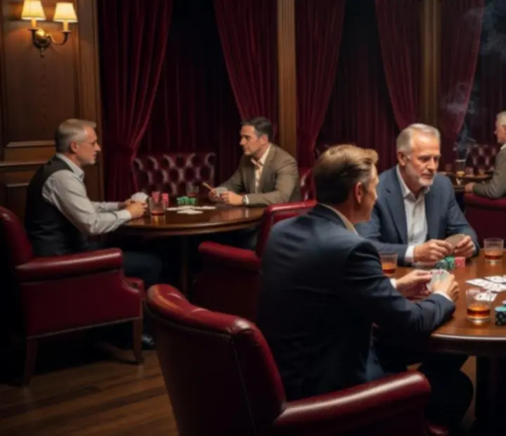 Atmosféra karetního salonku se skutečnými pokerovými stoly a teplým osvětlením