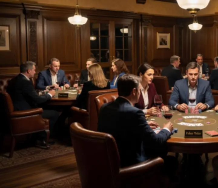 Interiér pokerového večera v karetním salonku Starý Salónek
