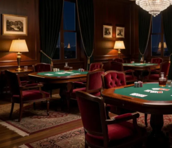 Galerie karetního salonku Starý Salónek s pokerovými stoly, kartami a žetony